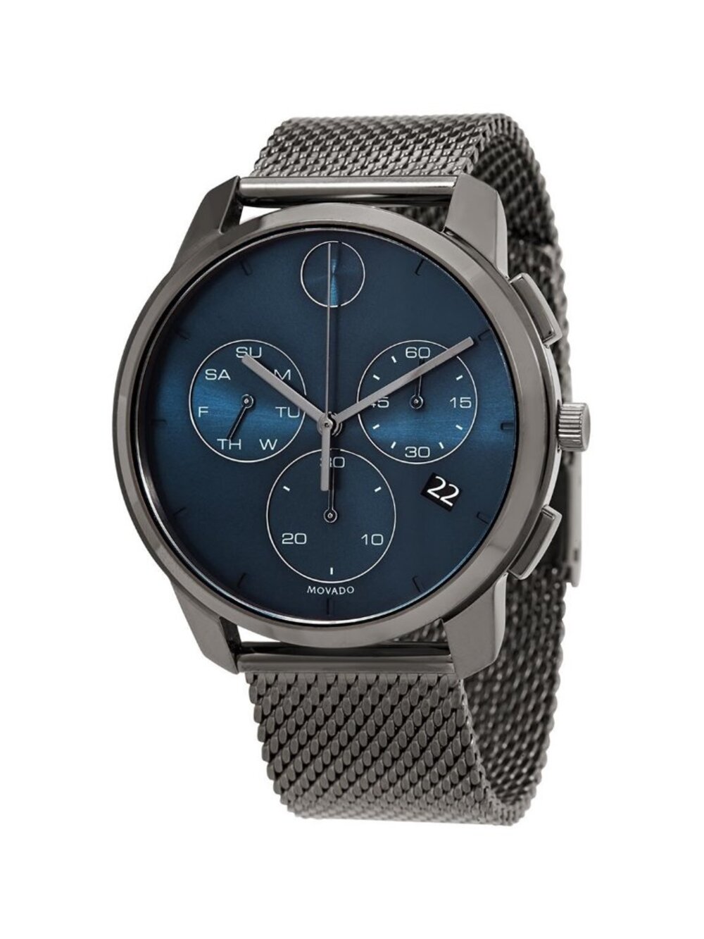 NWT Movado BOLD Thin Chronograph Quartz Blue Dial Men's Watch